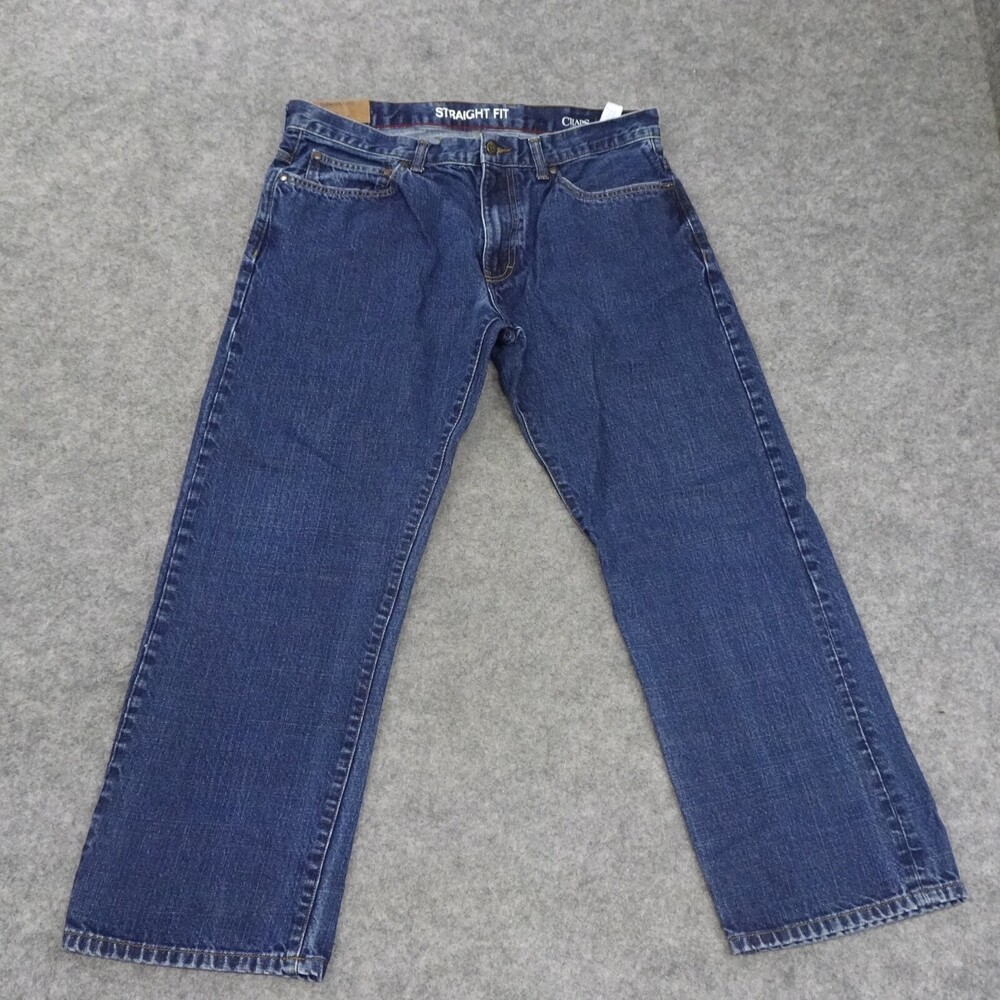 Chaps Jeans Mens 36x30 Blue Denim Straight Fit Straight Leg Premium Pants